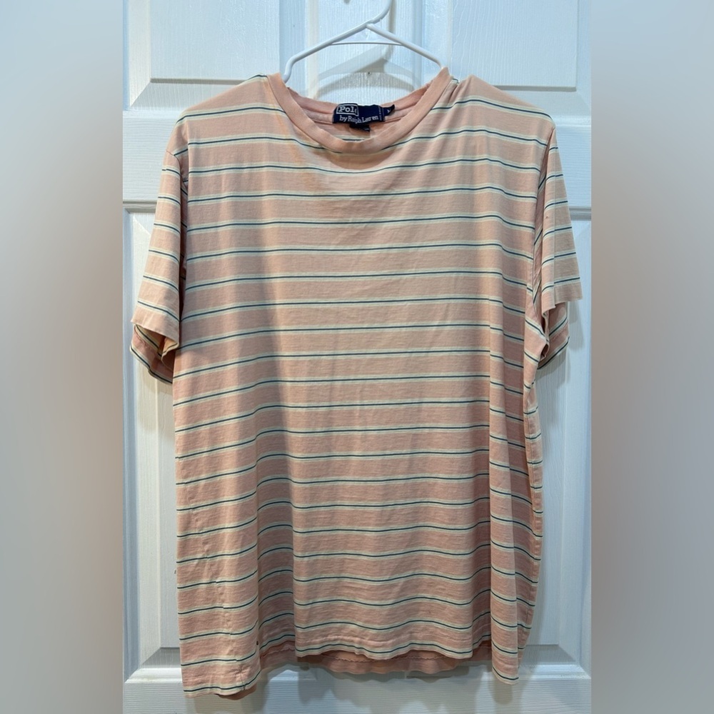Vtg Polo Ralph Lauren‎ Striped Tee Mens Sz M 90's Grunge Resort Preppy Well Worn